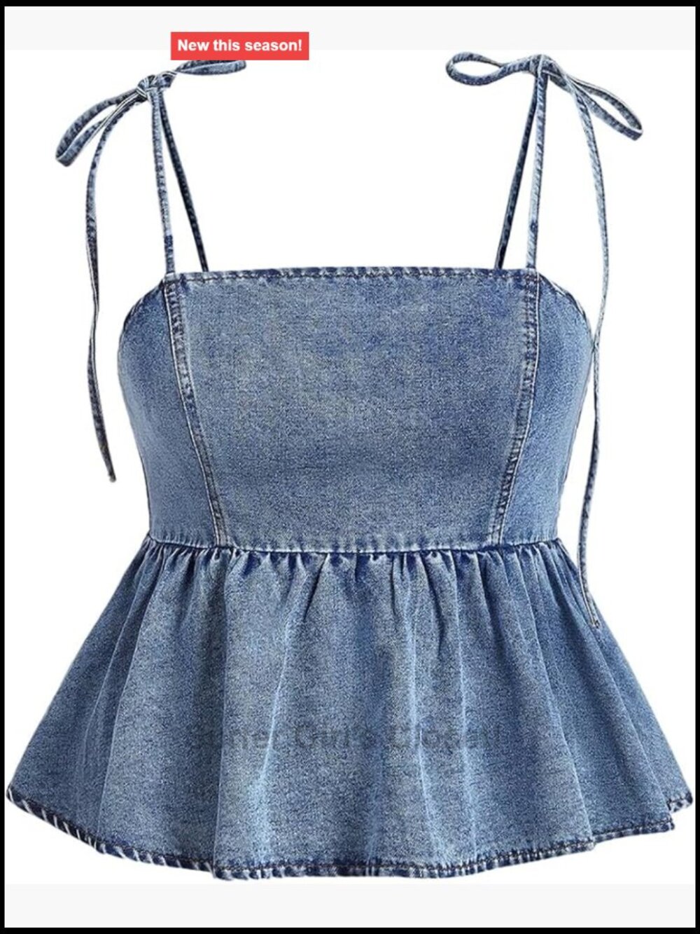 Plus Size Ruffle Denim Cami Babydoll Peplum Top